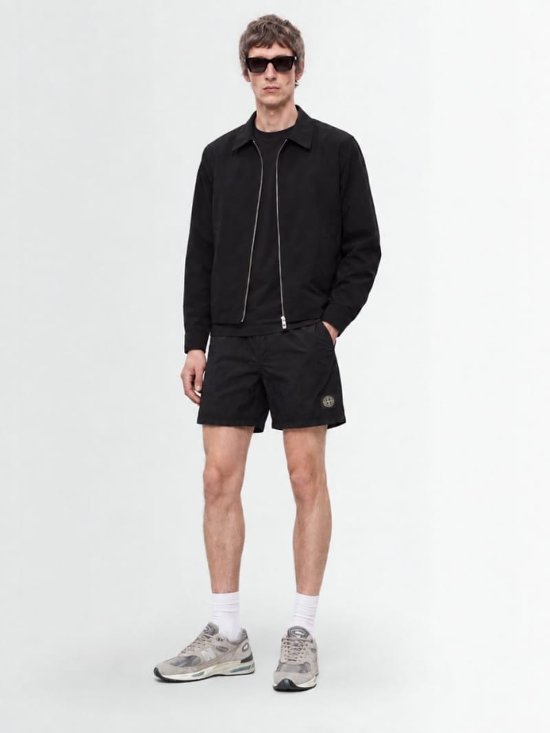 Stone Island - Nylon shorts with logo patch