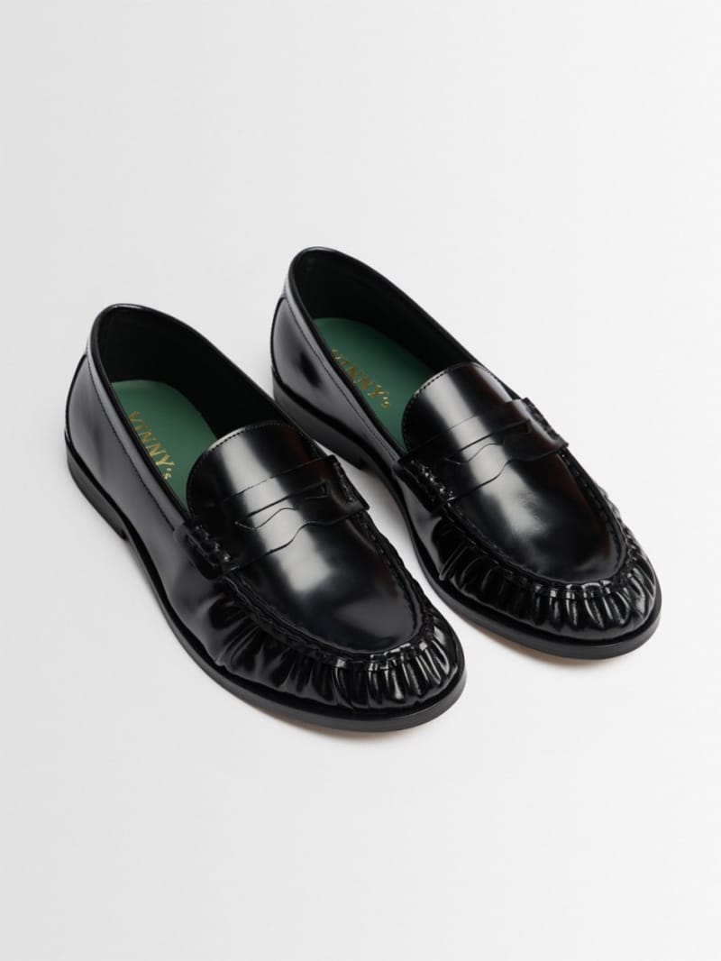 VINNY'S - Leather penny loafers with pleats
