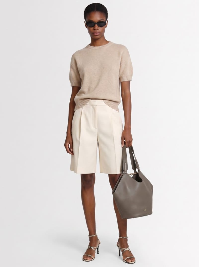 Khaite - Short-sleeved cashmere knit top