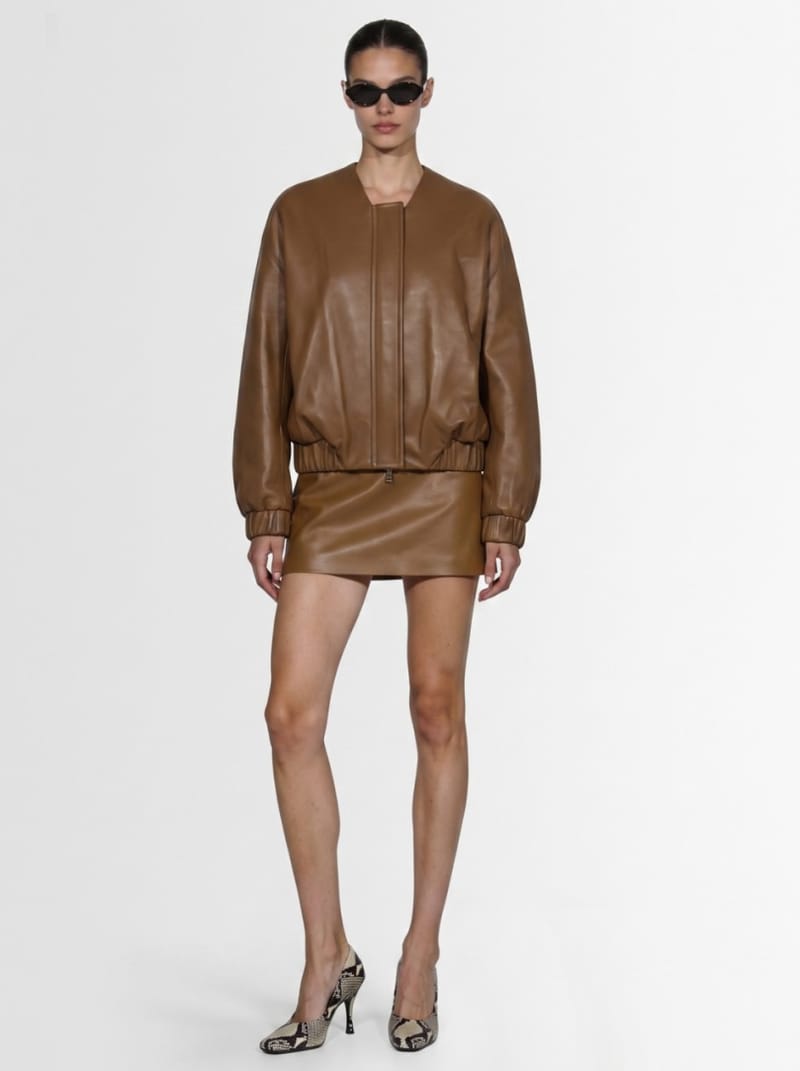 Khaite - A-line lambskin mini skirt