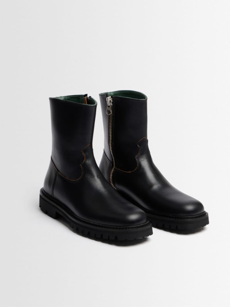 VINNY'S - Leather mid-calf moto boots