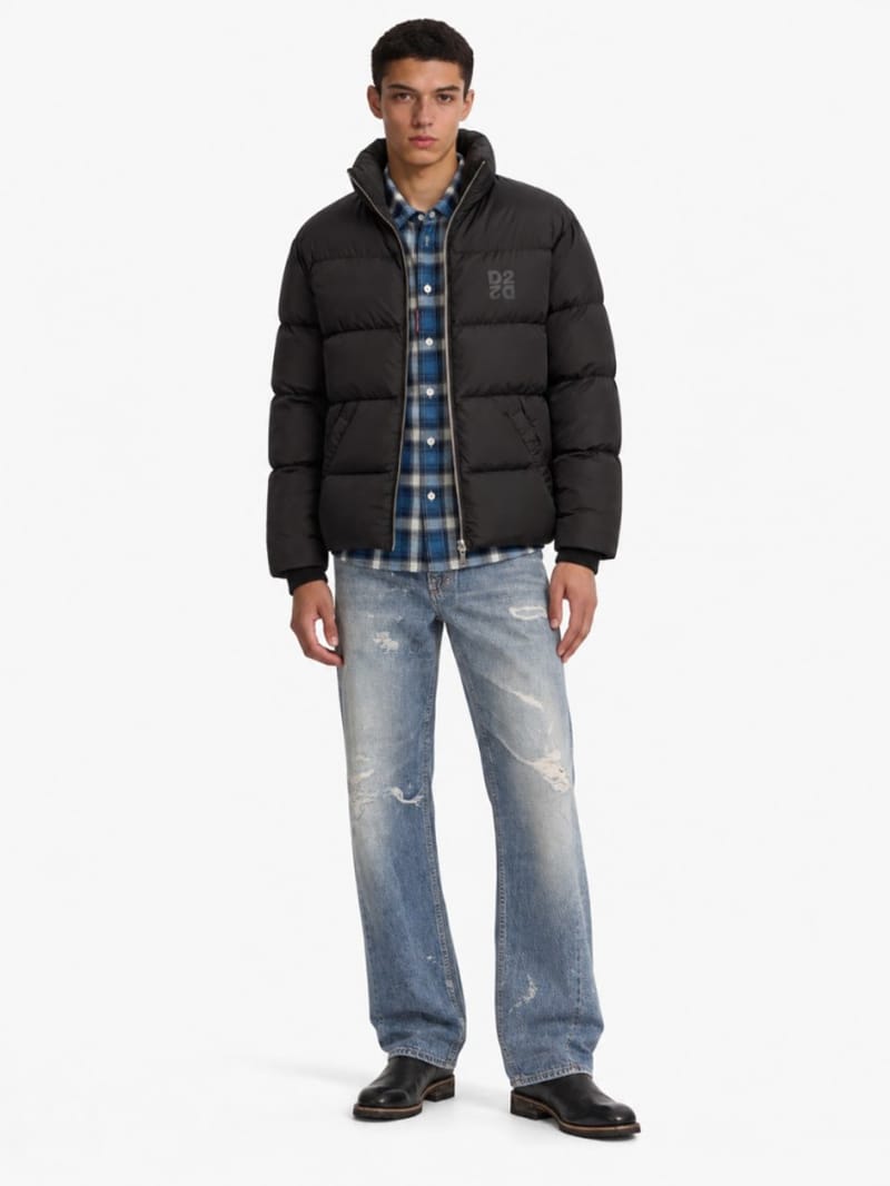 Dsquared2 - D2 logo faux feather down jacket