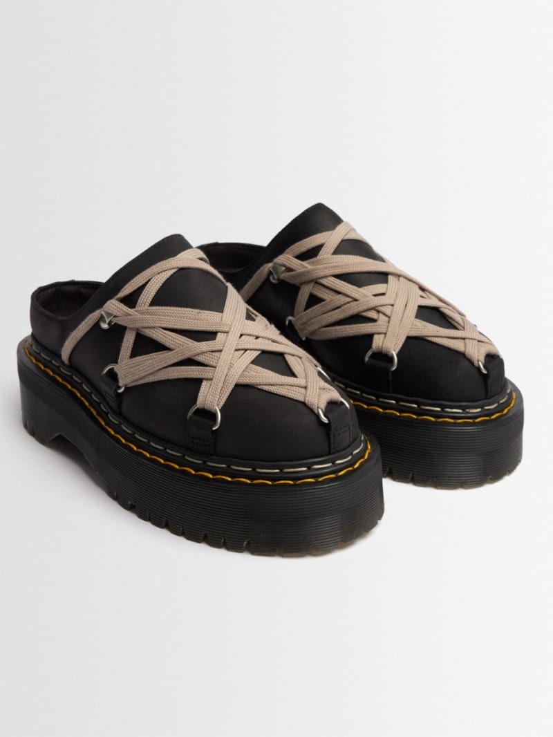 DR.MARTENS X RICK OWENS - Leather platform mules with Megalace lacing