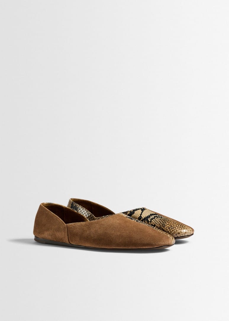 Khaite - Jane leather and suede ballet flats