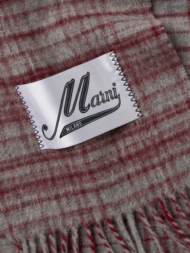 Marni: Écharpe à carreaux en laine et mohair