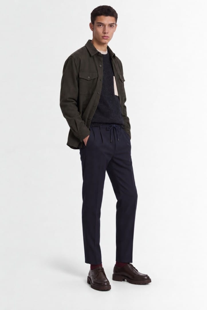 CRUNA - Single pleat slim tapered fit with elast