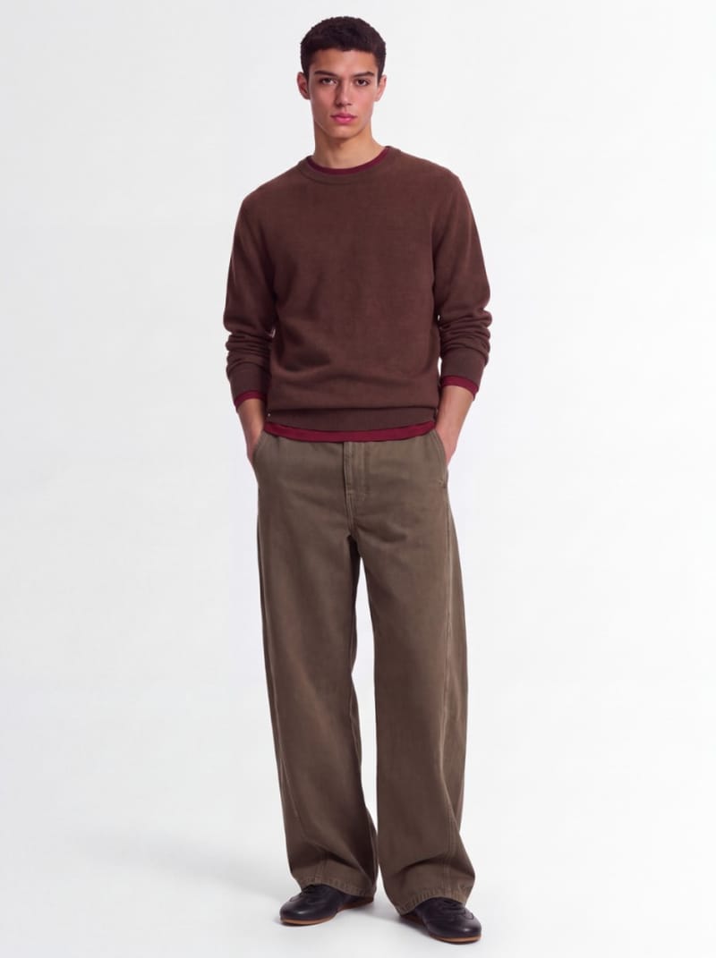 CRUNA - Crewneck sweater with ribbed trims