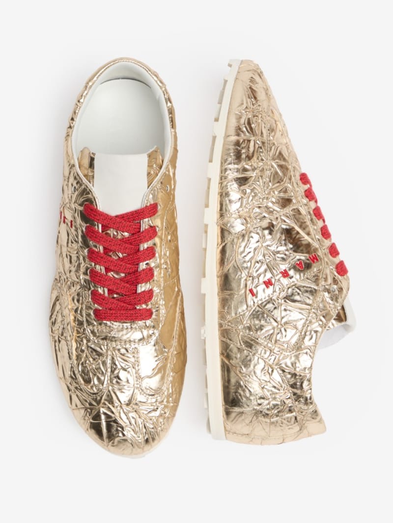 Marni - Crackled leather sneakers