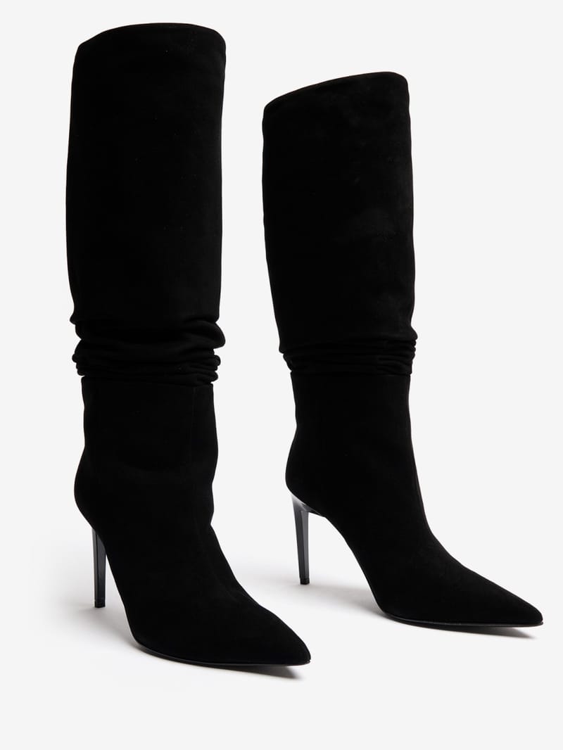 FABI: Hohe Stiefel in Veloursleder mit Absatz