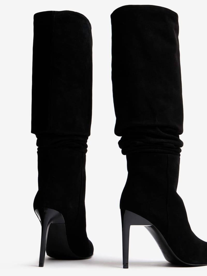 FABI: Hohe Stiefel in Veloursleder mit Absatz