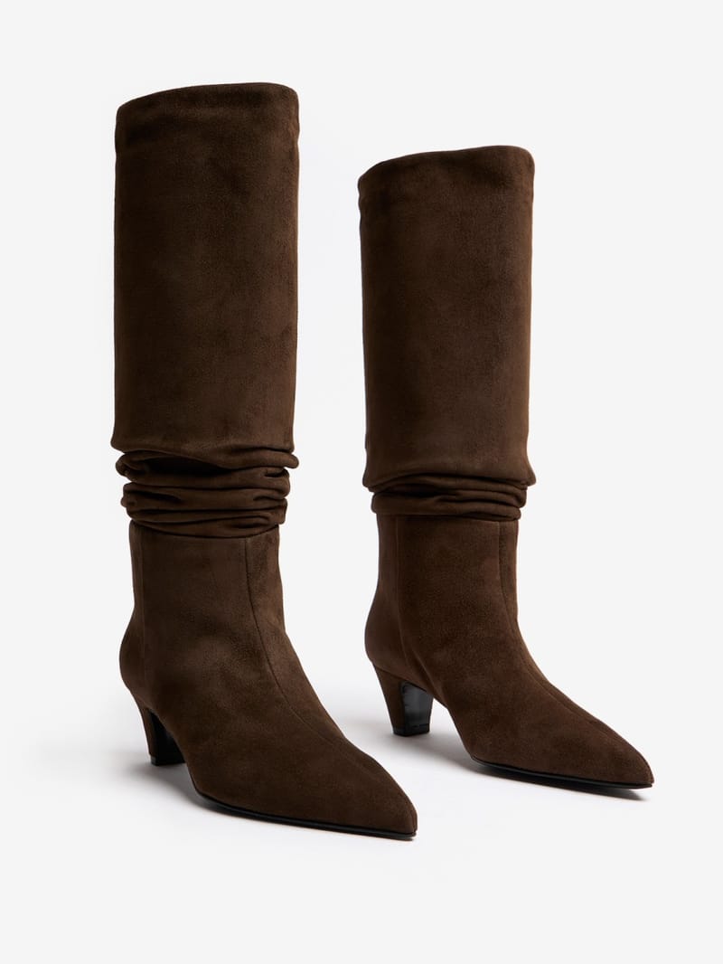 FABI: Bottes hautes en daim à talon