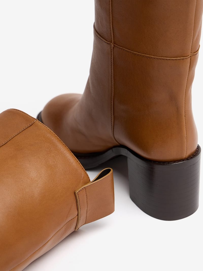 FABI: Nappaleder-Stiefel mit Absatz, hoher Schaft