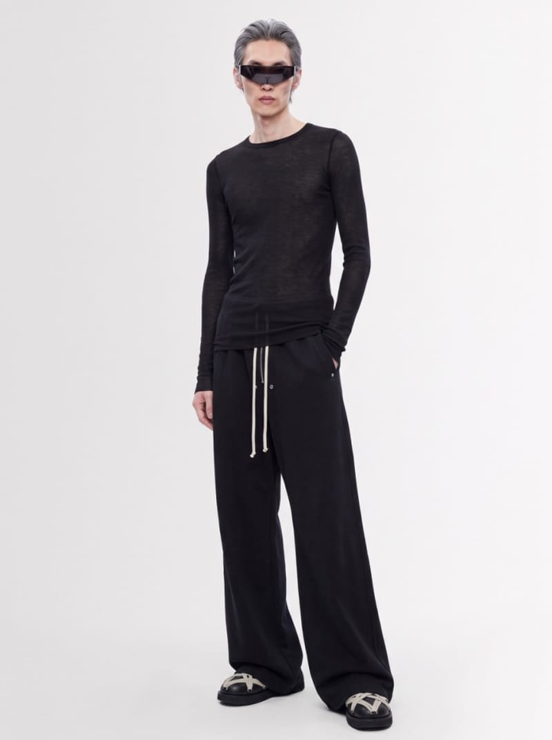 Rick Owens - Ribbed silk blend long sleeve t-shirt
