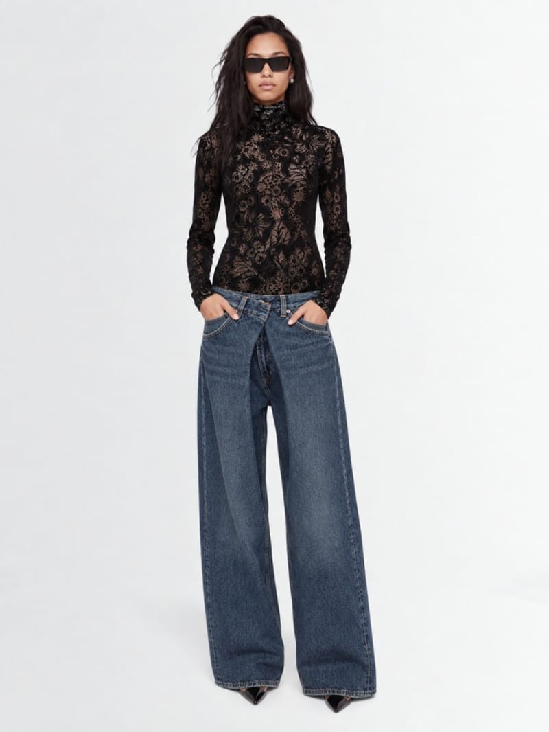 MSGM - Velvet flock lace top