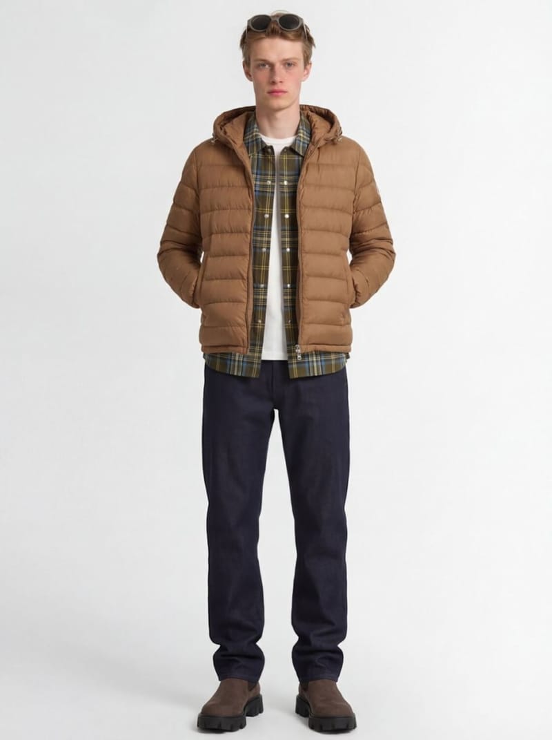 Moncler - Technical fabric down jacket with hood
