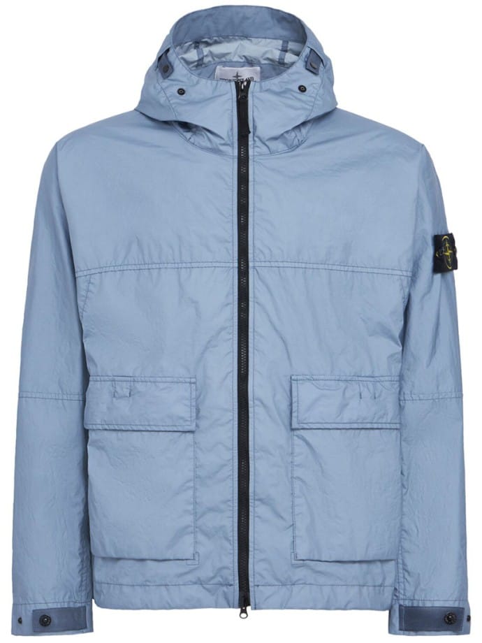 Short hooded nylon parka
