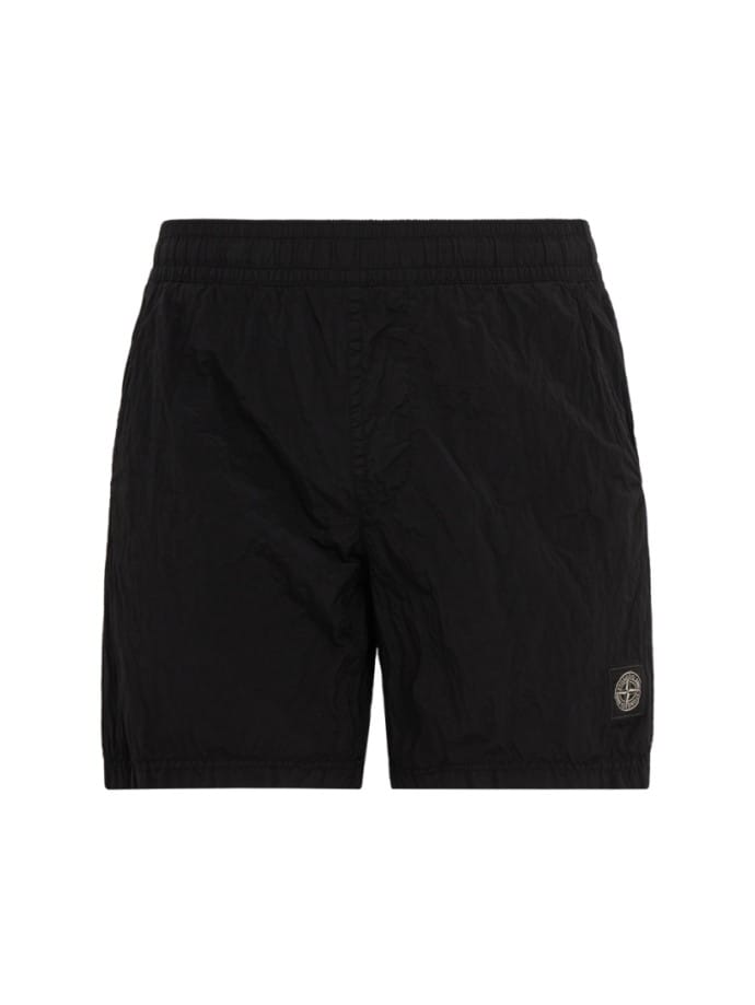Nylon shorts with logo patch
